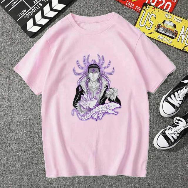 Camiseta Manga Hunter X Hunter Chrollo Lucilfer flocado adultos hombres mujeres Mangas cortas