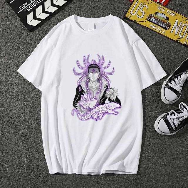 Camiseta Manga Hunter X Hunter Chrollo Lucilfer flocado adultos hombres mujeres Mangas cortas