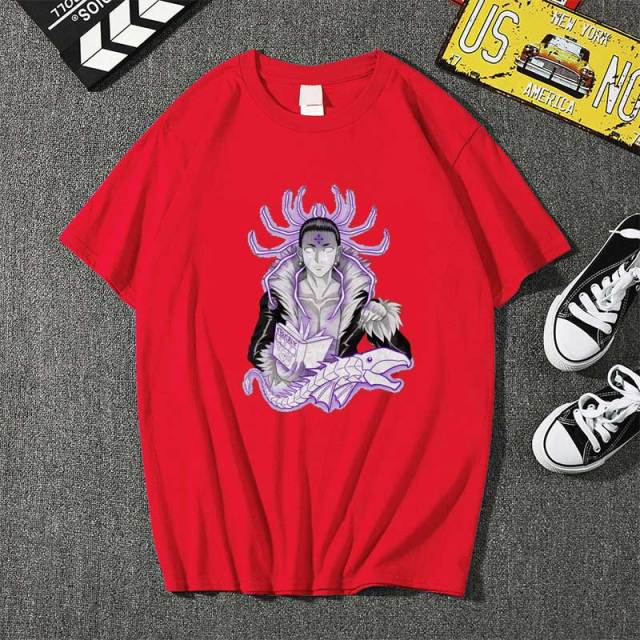 Camiseta Manga Hunter X Hunter Chrollo Lucilfer flocado adultos hombres mujeres Mangas cortas