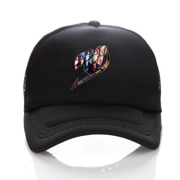 Casquette Fairy Tail Snapback - Broderie Emblème De La Guilde - Taille Réglable - Noir Et Rouge - Produit Officiel