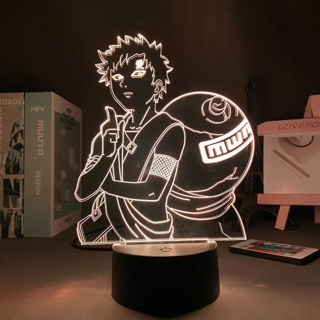 Lámpara Led Neón Gaara del Desierto para Decoración de Mesita de Noche u Oficina Manga Naruto