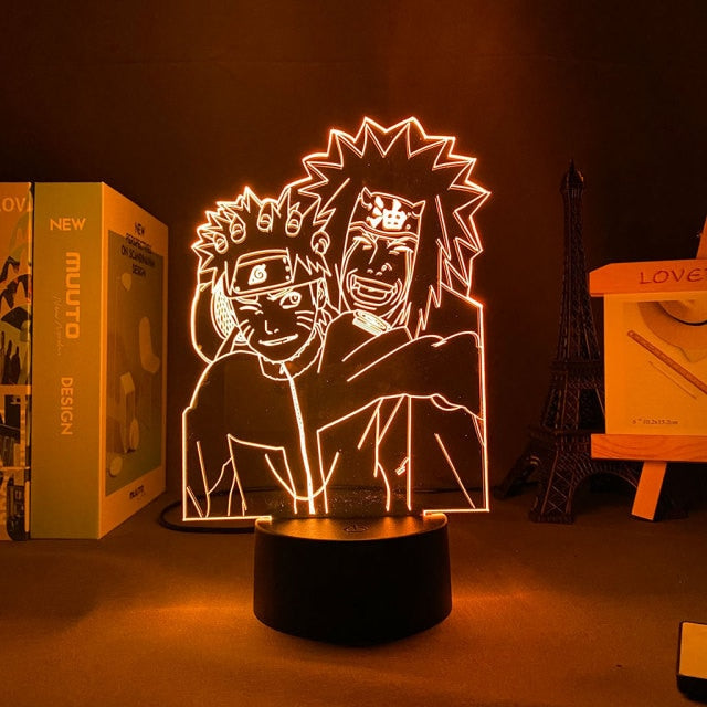 Lampe Naruto &amp; Jiraya Led Neon À Poser De Chevet ou Bureau Déco Manga