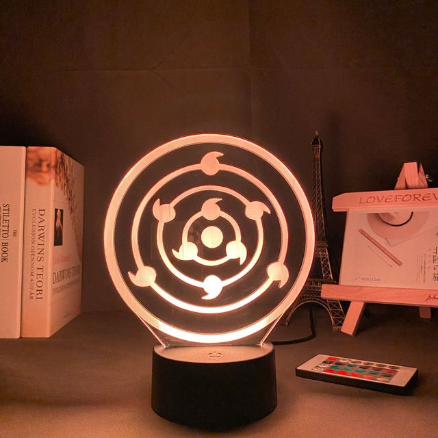 Lampada al neon Rinnegan a LED per la decorazione del comodino o dell'ufficio Manga Naruto