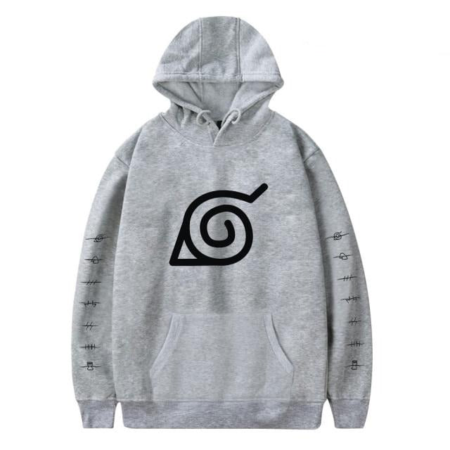 Sweat Konoha Adulte Homme Femme Manche Longue Sweat Manga Naruto gris