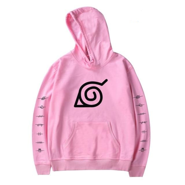 Sweat Konoha Adulte Homme Femme Manche Longue Sweat Manga Naruto rose