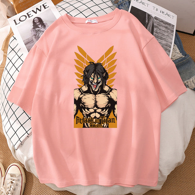 T-shirt Eren Titan Assaillant Attaque des Titans Floqué Adulte Homme Femme Courtes Manches Manga
