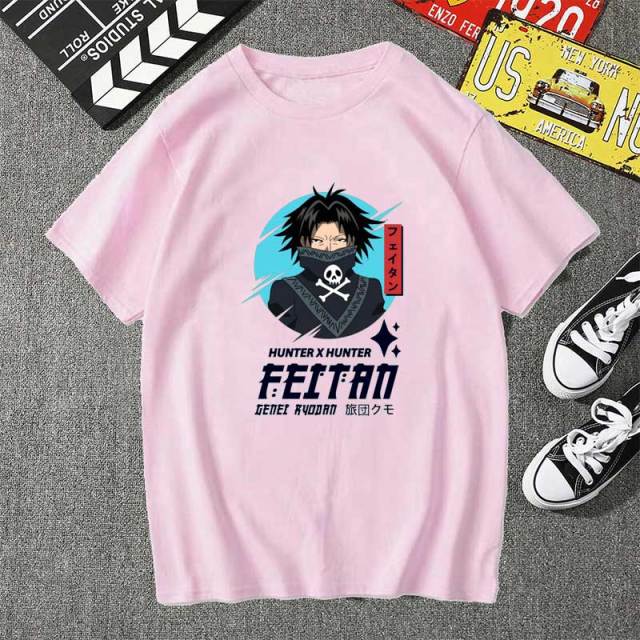 Feitan Manga Hunter x Hunter Beflocktes T-Shirt für Erwachsene, Herren und Damen, kurzärmelig