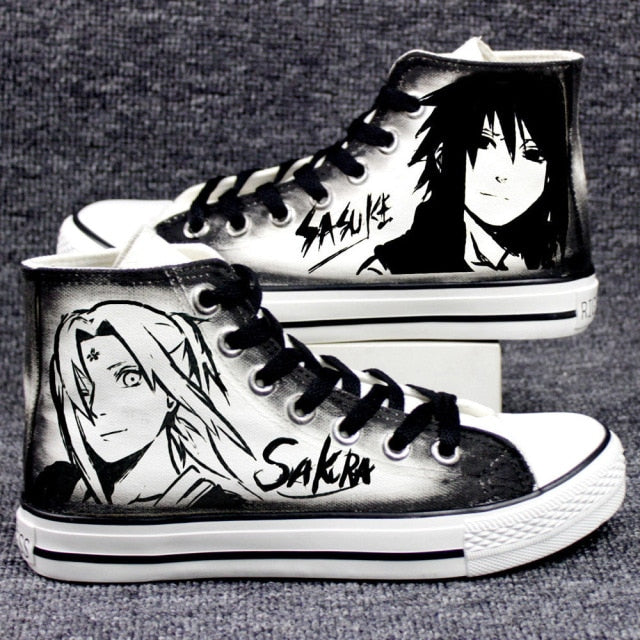 Sakura &amp; Sasuke Converse Scarpe chiuse Naruto Scarpe da ginnastica Sneakers Uomo Donna Adulto