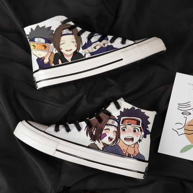 Chaussures Rin &amp; Obito Enfants Converse Fermées Naruto Baskets Sneakers Homme Femme Adulte