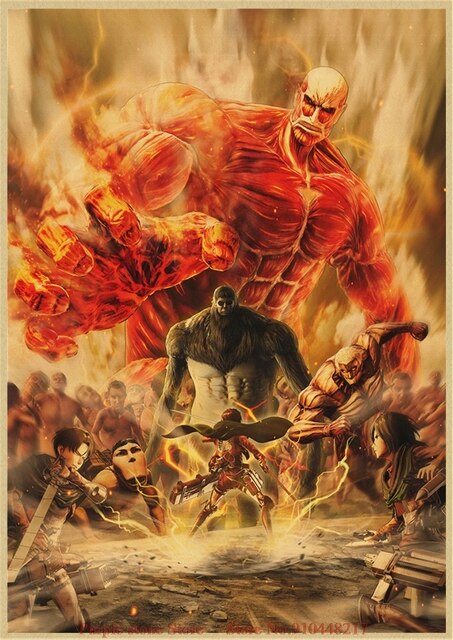 Poster Eren Mikasa Livaï vs Titans AOT