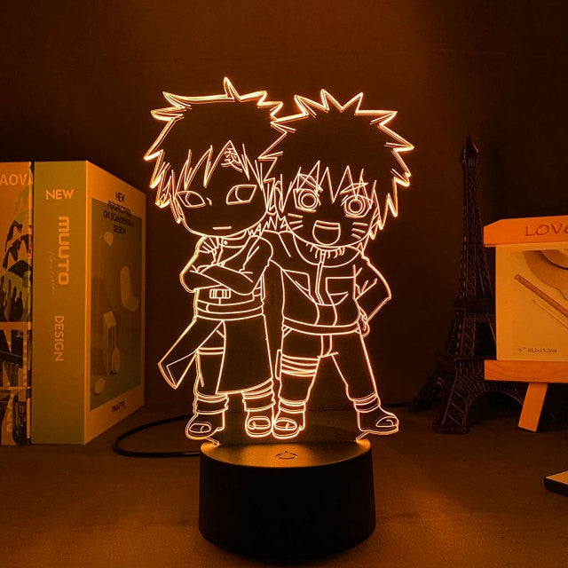 Lámpara Led Neón Gaara y Naruto para Mesita de Noche u Oficina Manga Deco