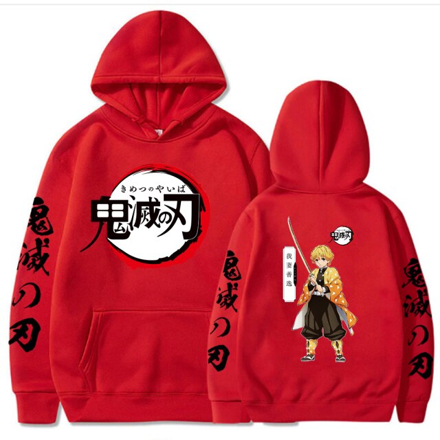 Manga Demon Slayer Zenitsu Felpa con cappuccio Adulto Uomo Donna Maniche lunghe