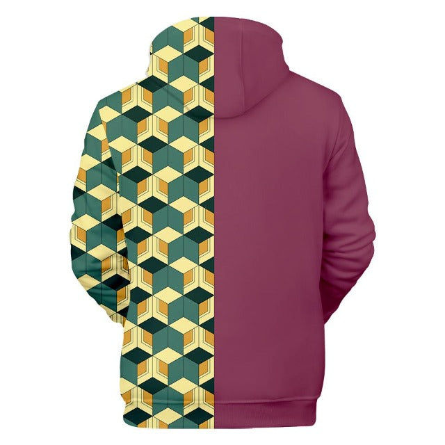 Sweat à Capuche Manga Demon Slayer Giyu Adulte Homme Femme Longues Manches