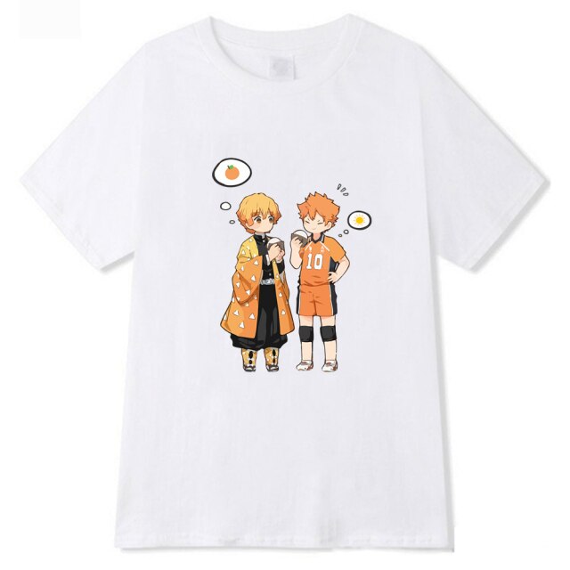 Camiseta Manga Demon Slayer Zenitsu (4 colores) flocado adultos hombres mujeres mangas cortas