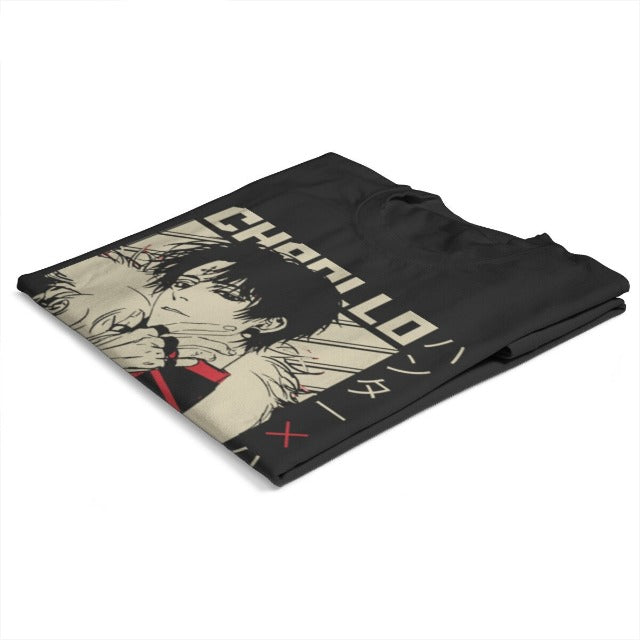 Hunter x Hunter Chrollo Beflocktes Manga-T-Shirt, Erwachsene, Männer und Frauen, kurze Ärmel