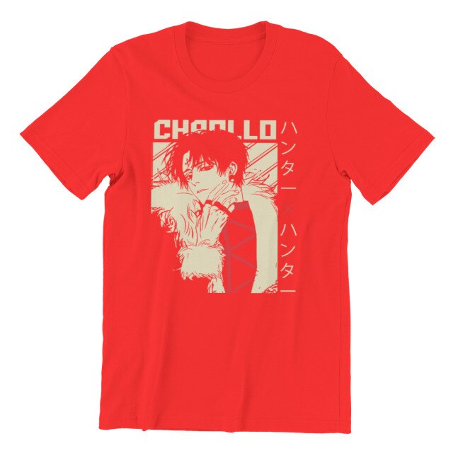 Hunter x Hunter Chrollo Beflocktes Manga-T-Shirt, Erwachsene, Männer und Frauen, kurze Ärmel