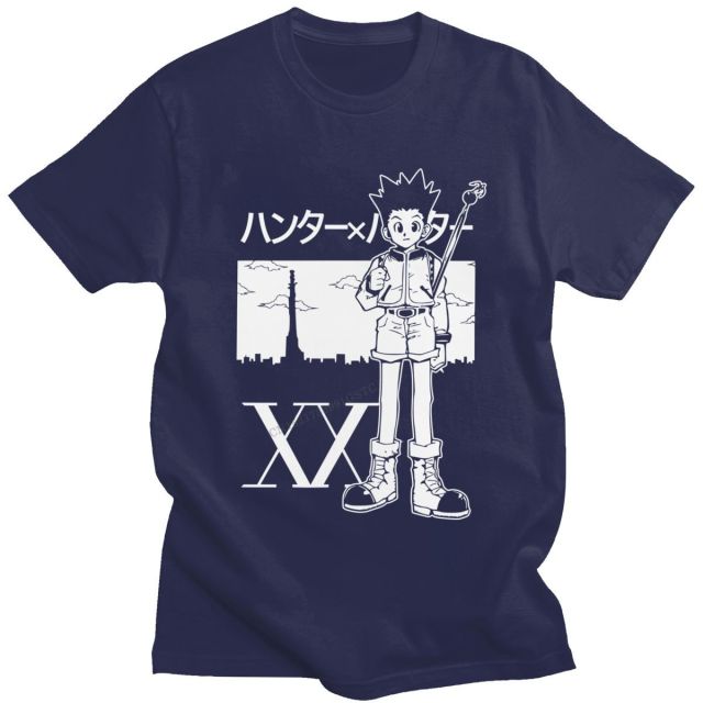 Gon Manga Hxh Beflocktes T-Shirt für Erwachsene, Herren und Damen, kurzärmelig