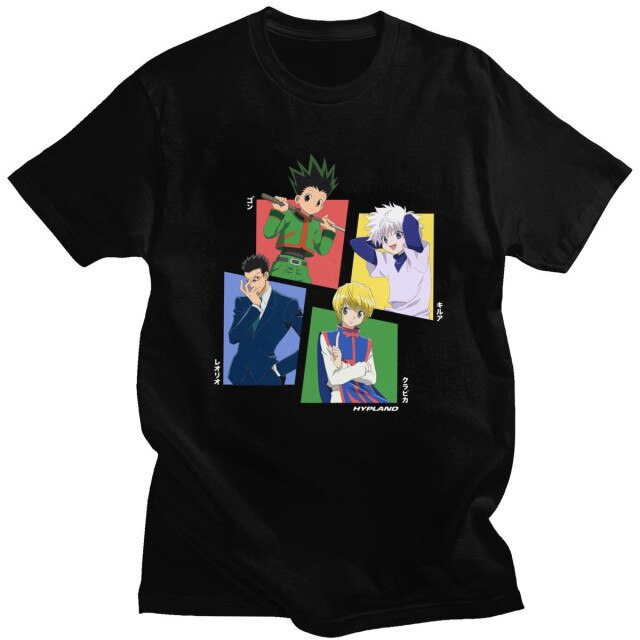 Tee Shirt Manga HxH Personnages Gon Leolio Kirua Kurapika Floqué Adulte Homme Femme Courtes Manches
