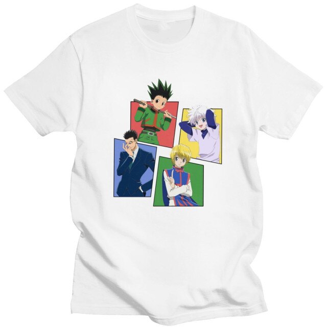 Tee Shirt Manga HxH Personnages Gon Leolio Kirua Kurapika Floqué Adulte Homme Femme Courtes Manches