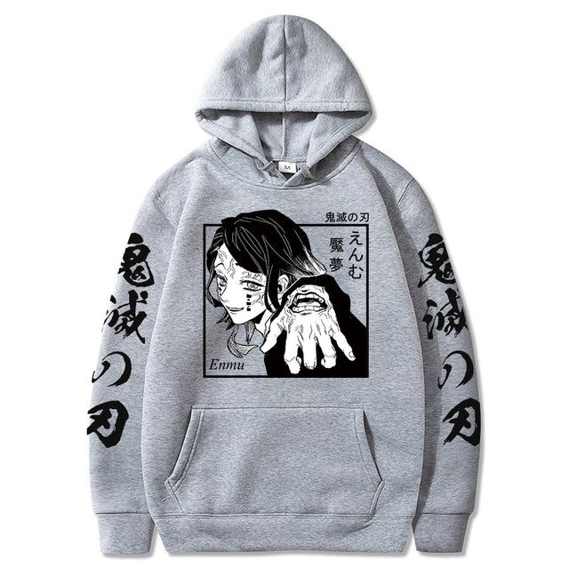 Sweat à Capuche Demon Slayer Enmu gris