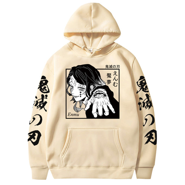 Sweat à Capuche Demon Slayer Enmu beige