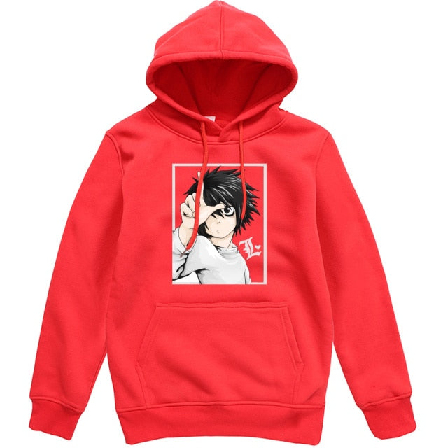 Sweat L Manga Death Note A Capuche Adulte Homme Femme Longues Manches rouge