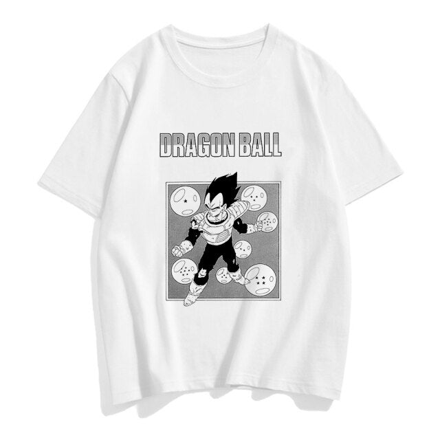 Vegeta &amp;amp; the Dragon Balls DBZ flocado camiseta de manga corta para hombre adulto y mujer