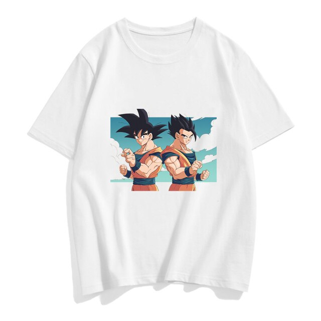 Goku y Gohan Dragon Ball flocado camiseta adultos hombres mujeres manga corta