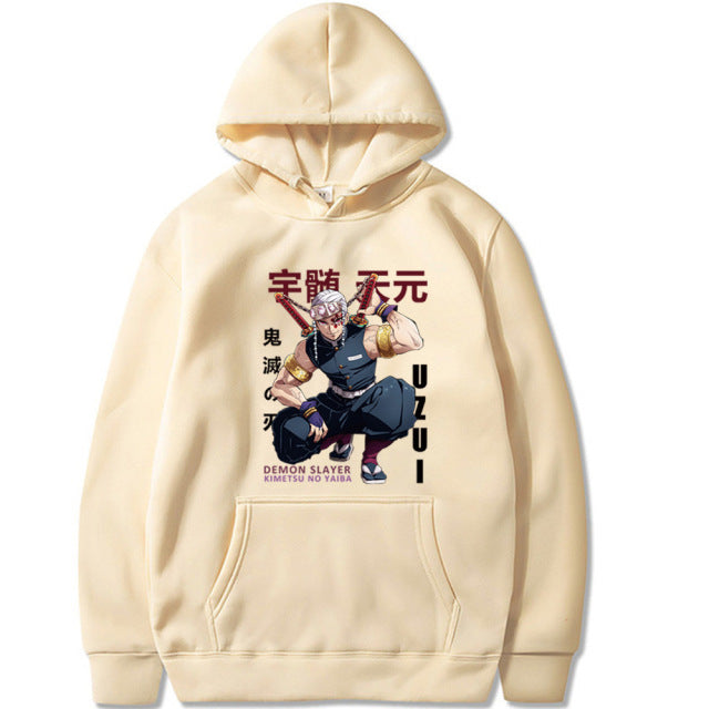 Sweat à Capuche Demon Slayer Tengen Uzui Adulte Homme Femme Manches Longues beige
