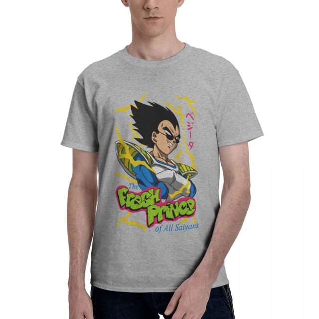 T-shirt Vegeta Fresh Prince Dragon Ball Manga Floqué Adulte Homme Femme Courtes Manches