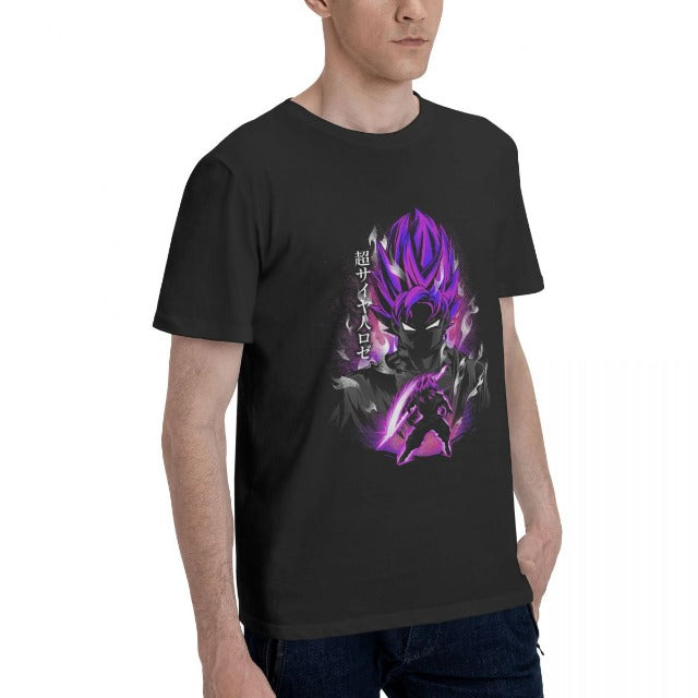T-shirt Black Goku Rosé Dragon Ball Manga Floqué Adulte Homme Femme Courtes Manches