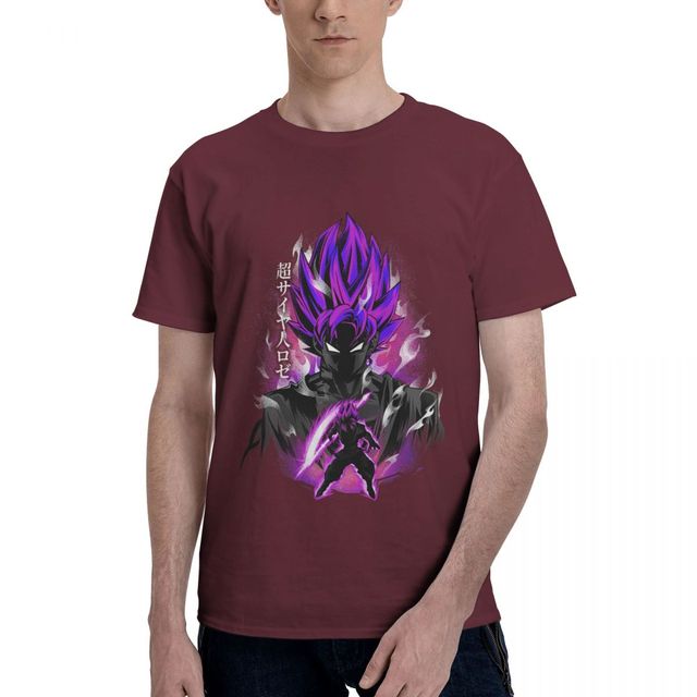 T-shirt Black Goku Rosé Dragon Ball Manga Floqué Adulte Homme Femme Courtes Manches