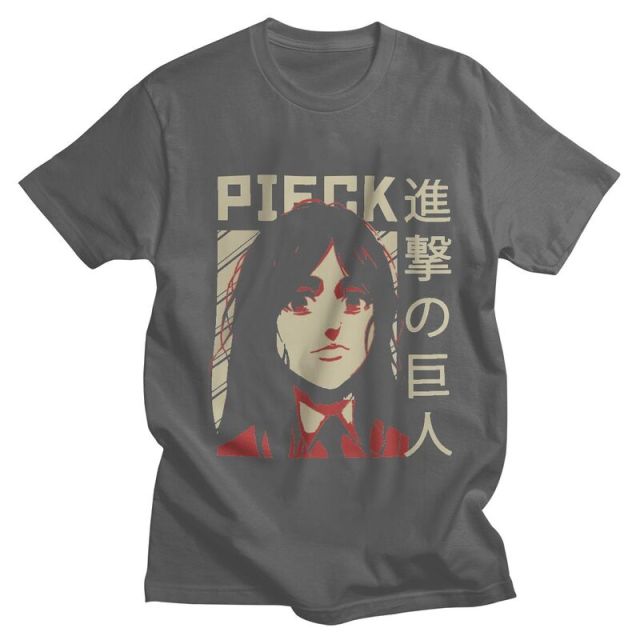 T-shirt Pieck Attaque des Titans Floqué Adulte Homme Femme Courtes Manches Manga