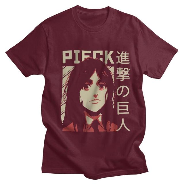Pieck Attack on Titan camiseta flocada adultos hombres mujeres manga corta Manga