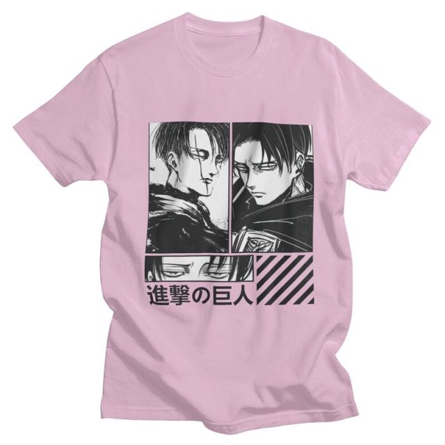 T-shirt Levi Ackerman Attack On Titan Floqué Adulte Homme Femme Courtes Manches Manga AOT