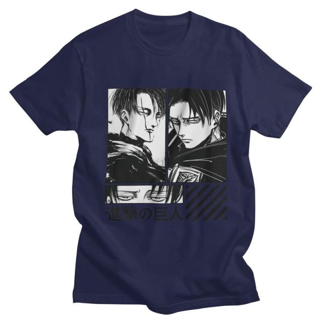 T-shirt Levi Ackerman Attack On Titan Floqué Adulte Homme Femme Courtes Manches Manga AOT