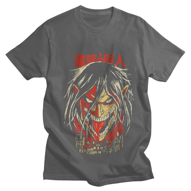 T-shirt Titan Assaillant Eren Attaque des Titans Floqué Adulte Homme Femme Courtes Manches Manga