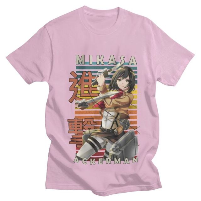 Camiseta Mikasa Ackerman Blades Attack on Titan flocado adultos hombres mujeres Manga corta Manga