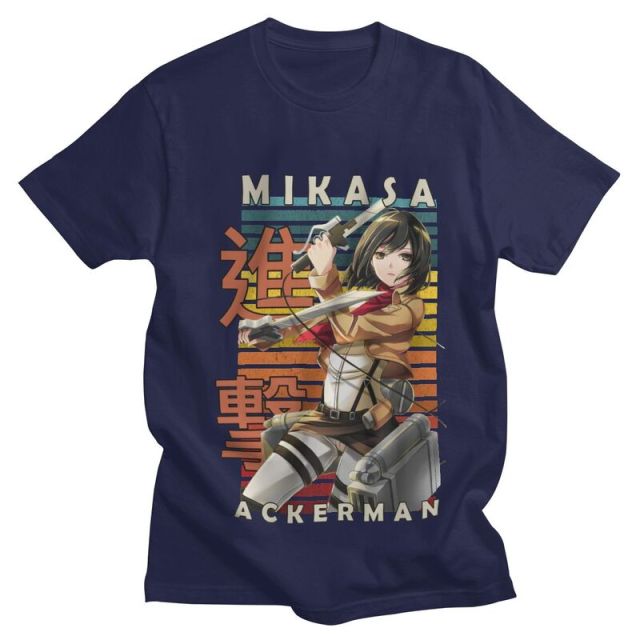 T-shirt Mikasa Ackerman Lames Attaque des Titans Floqué Adulte Homme Femme Courtes Manches Manga