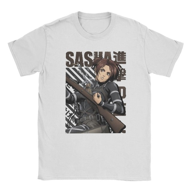T-shirt Sasha Saison 4 Attaque des Titans Floqué Adulte Homme Femme Courtes Manches Manga