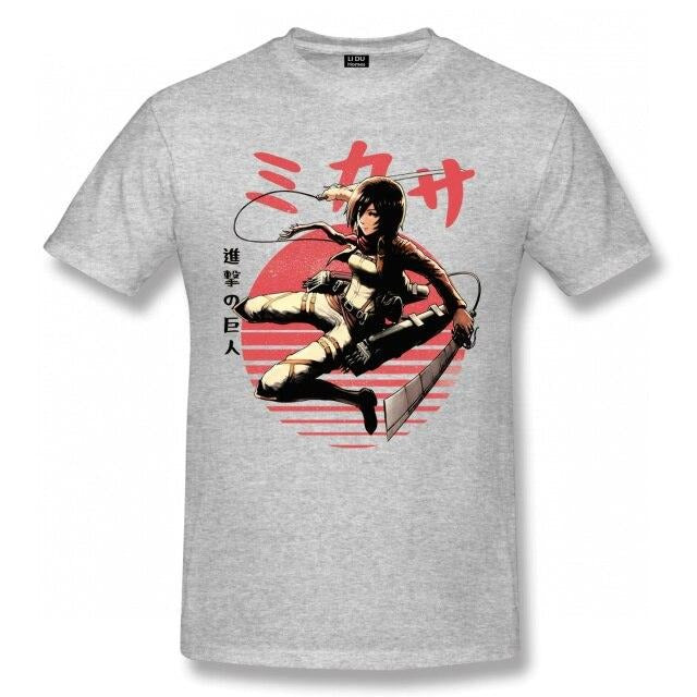 T-shirt Attack On Titan Mikasa Ackerman Floqué Adulte Homme Femme Courtes Manches Manga AOT