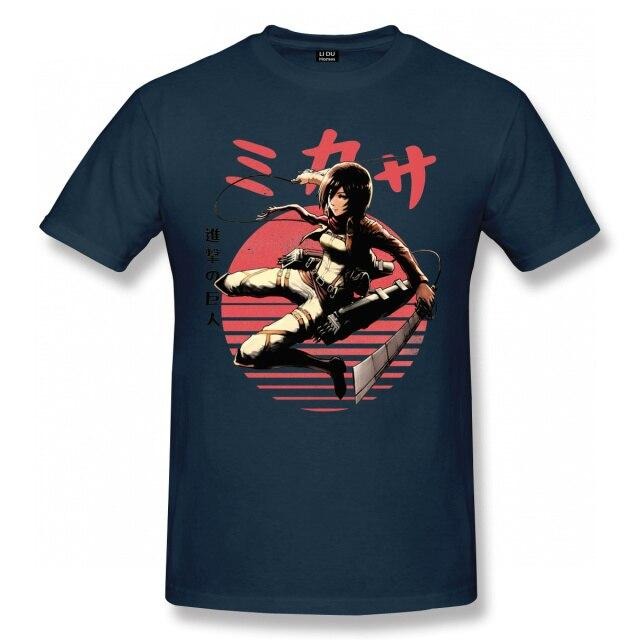 Attack On Titan Mikasa Ackerman flocado camiseta adultos hombres mujeres Manga corta Manga AOT