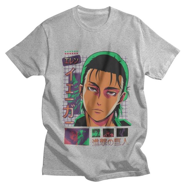 T-shirt Eren Saison 4 Attaque des Titans Floqué Adulte Homme Femme Courtes Manches Manga