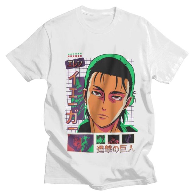 T-shirt Eren Saison 4 Attaque des Titans Floqué Adulte Homme Femme Courtes Manches Manga