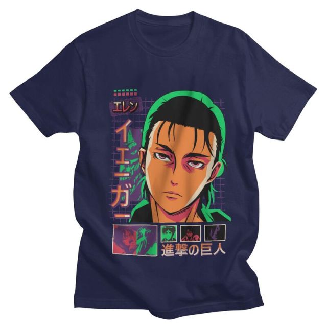 T-shirt Eren Saison 4 Attaque des Titans Floqué Adulte Homme Femme Courtes Manches Manga