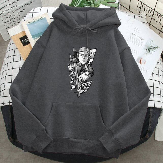 Sweat Erwin et Levi Attaque Des Titans gris