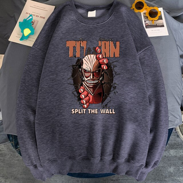 Pull Titan Colossal Attaque Des Titans gris foncé