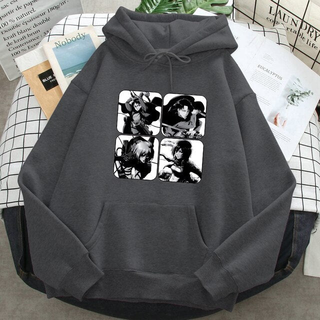 Sweat Armin Mikasa Eren Livai Attaque Des Titans gris foncé