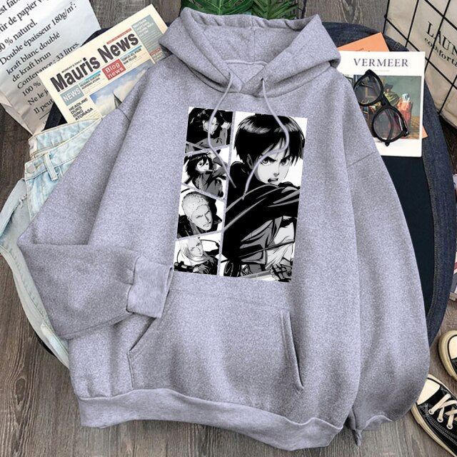 Sweat AOT Personnages Adulte Homme Femme Longues Manches Manga gris