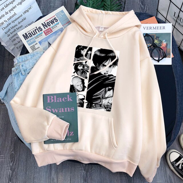 Sweat AOT Personnages Adulte Homme Femme Longues Manches Manga beige